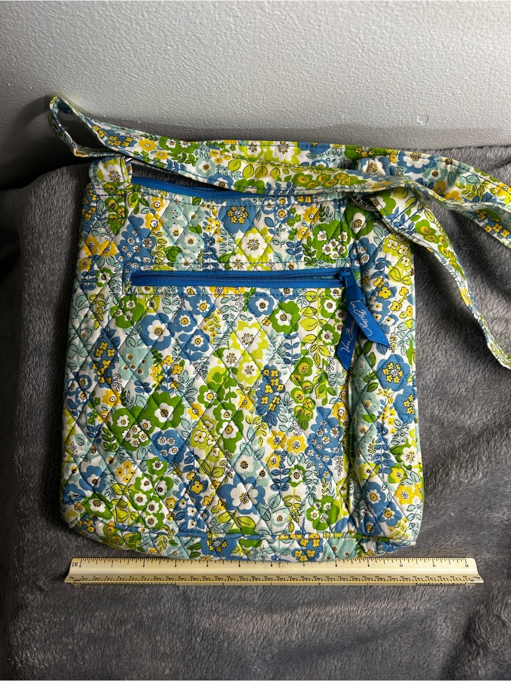Vera Bradley Blue, Green & Yellow Floral Quilted Crossbody Bag